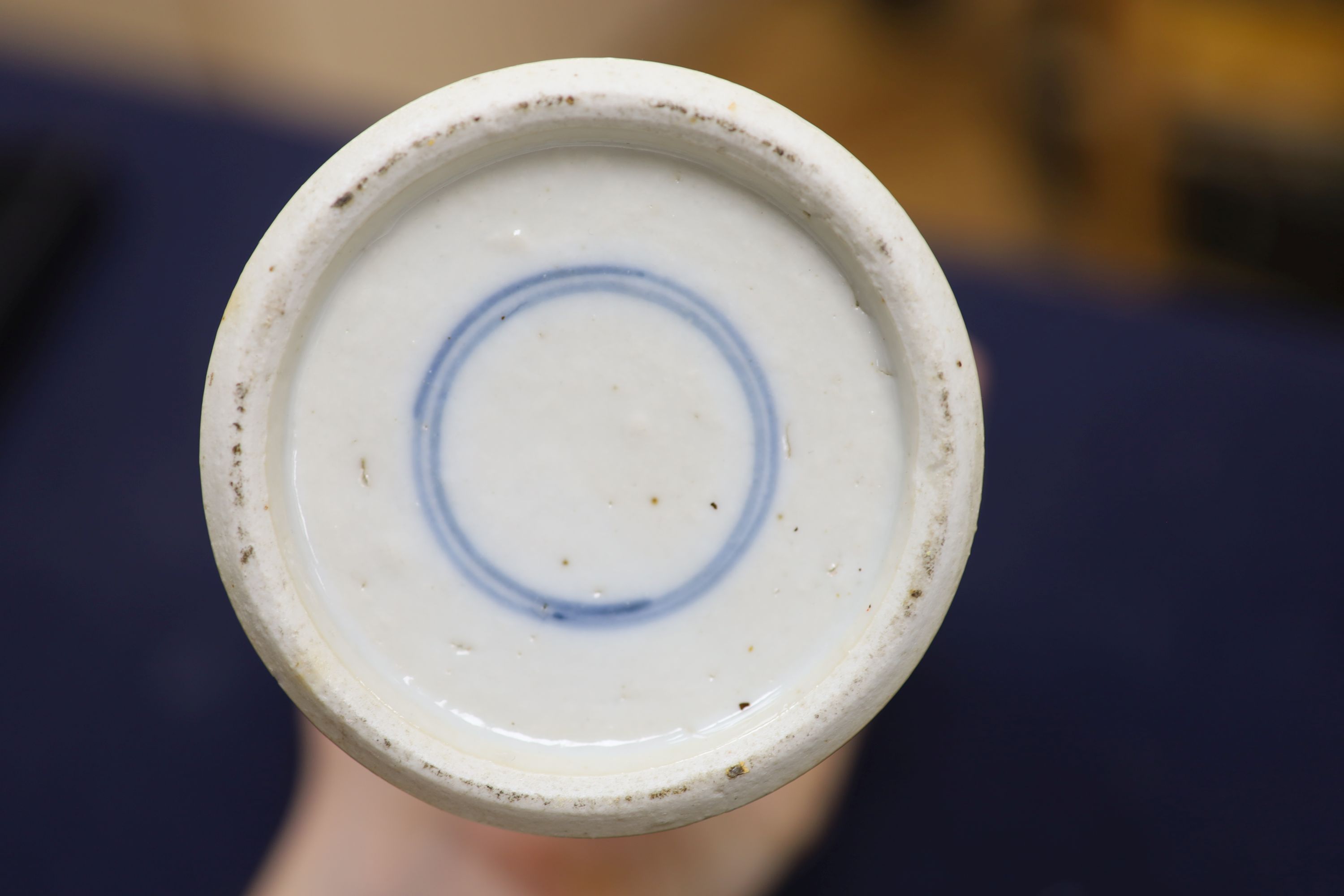 A pair of slender Chinese blue and white prunus vases, late 19th century, height 30cm